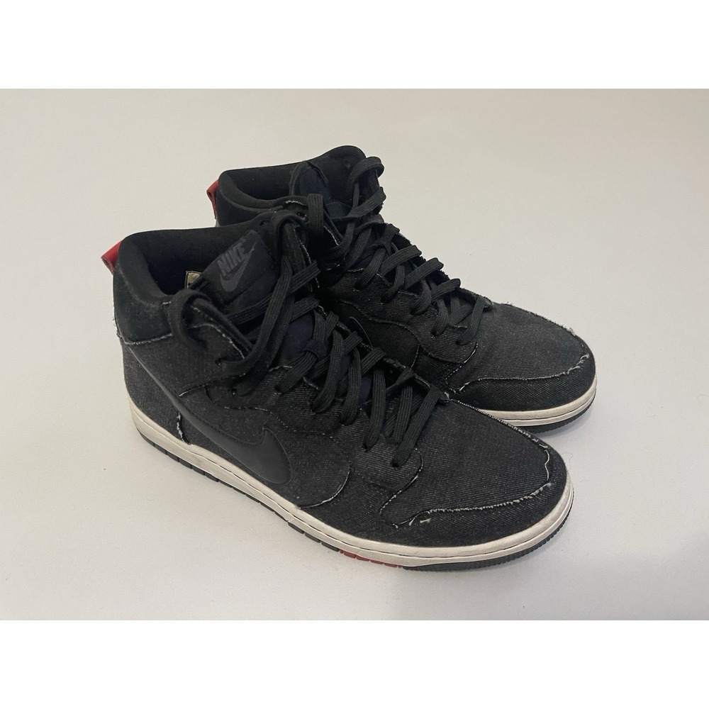 Nike Dunk CMFT High Top Lace Up Sneakers Black Denim 2015 705434-001 Size 9